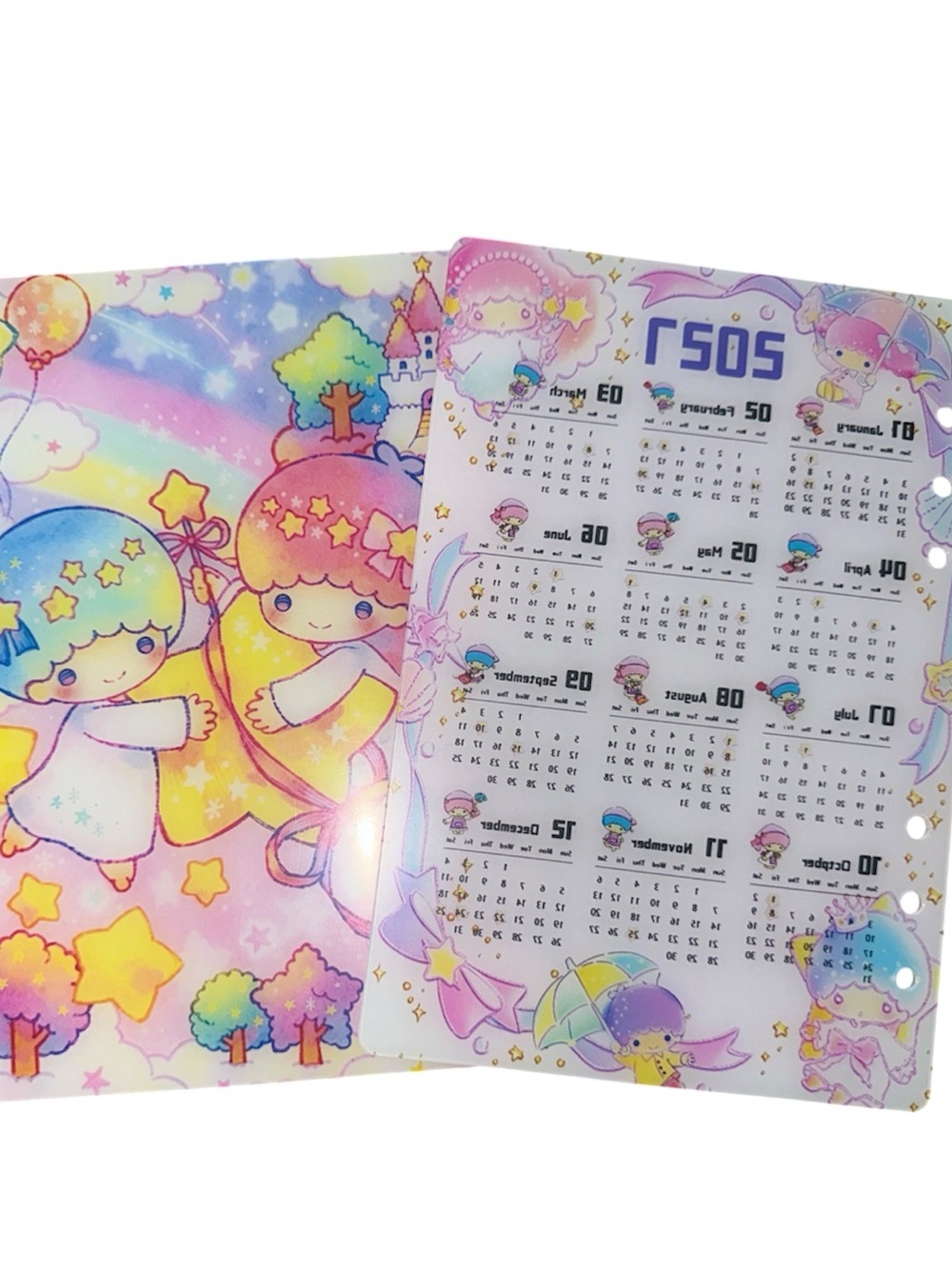 Kawaii Pastel Little Twin Stars 2027 Calendar acrylic covers